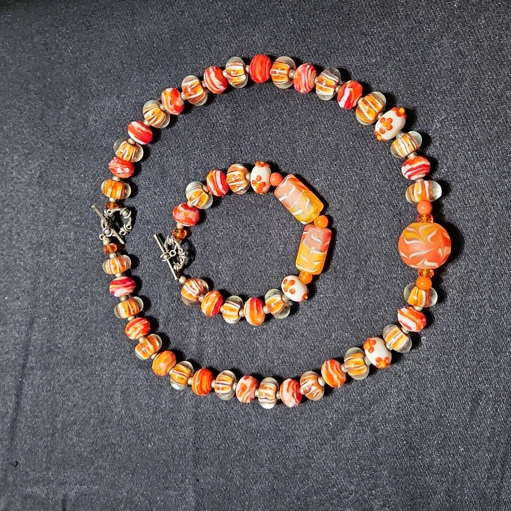 Matching necklace and bracelet set.